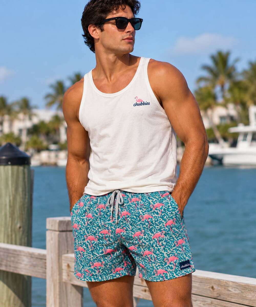 Chubbies Men's Domingos Are For Flamingos Stretch Swim Trunks